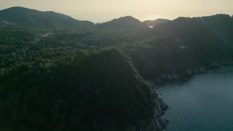 aerial of koh nang yuan islet, drone revealing scenic beach in the island of koh phangan thailand