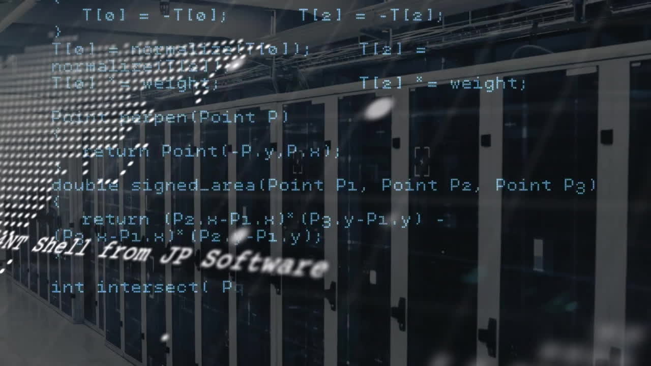 animación del mapa del mundo y procesamiento de datos de codificación a través de la sala de servidores de computadoras