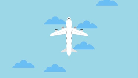 airplane flying through clouds topview icons