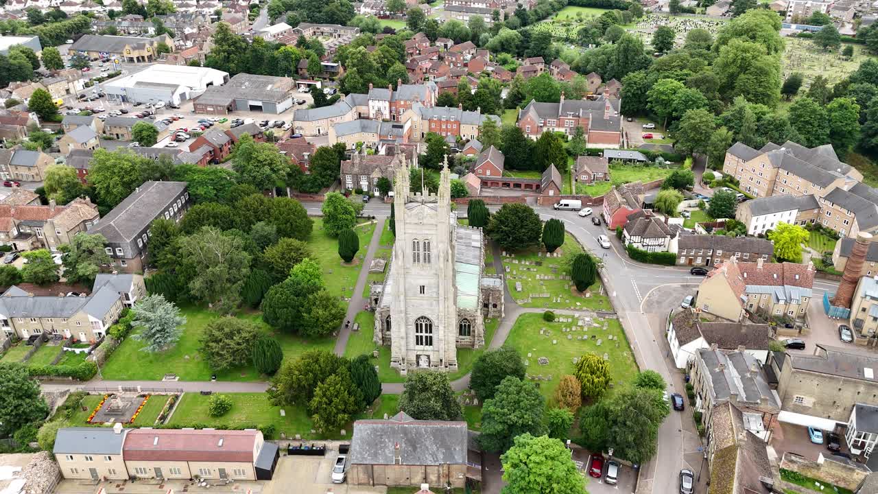 Saint Neots Parish Church Uk, Cambridgeshire drone aerial view
