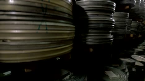 a great number of videotapes being stored in film archive.