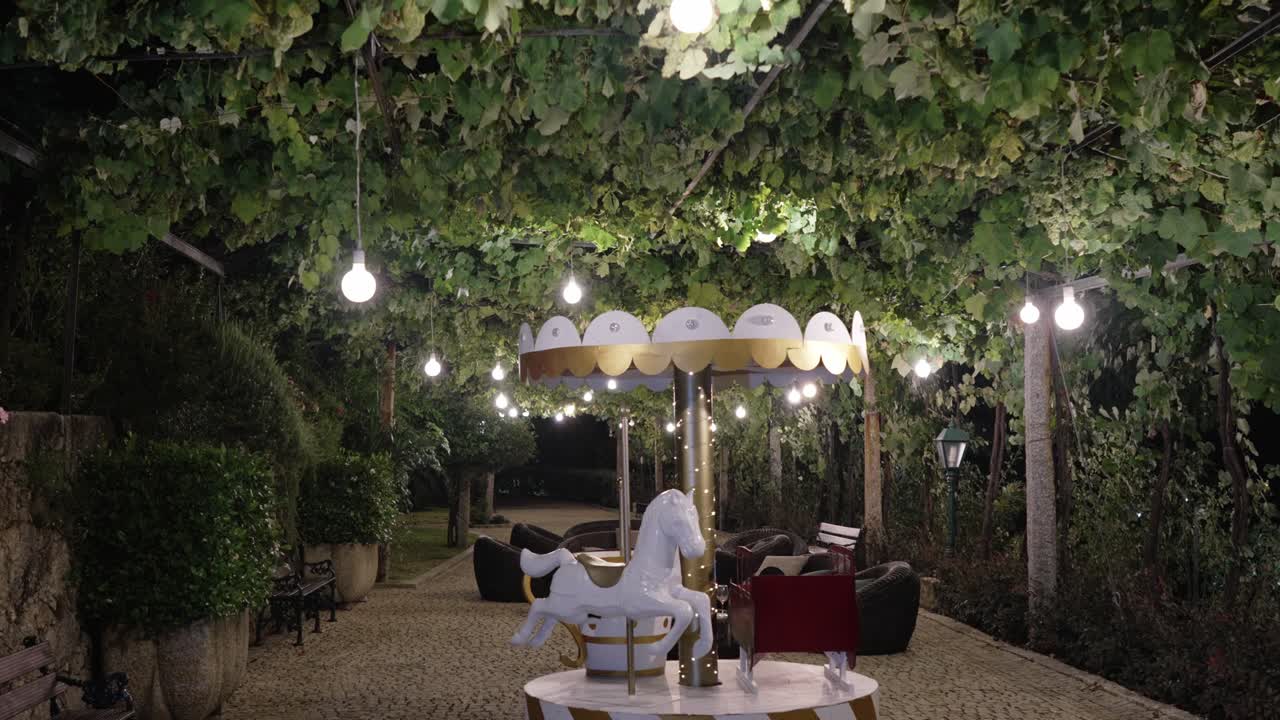Charming Carousel in a Lush Garden