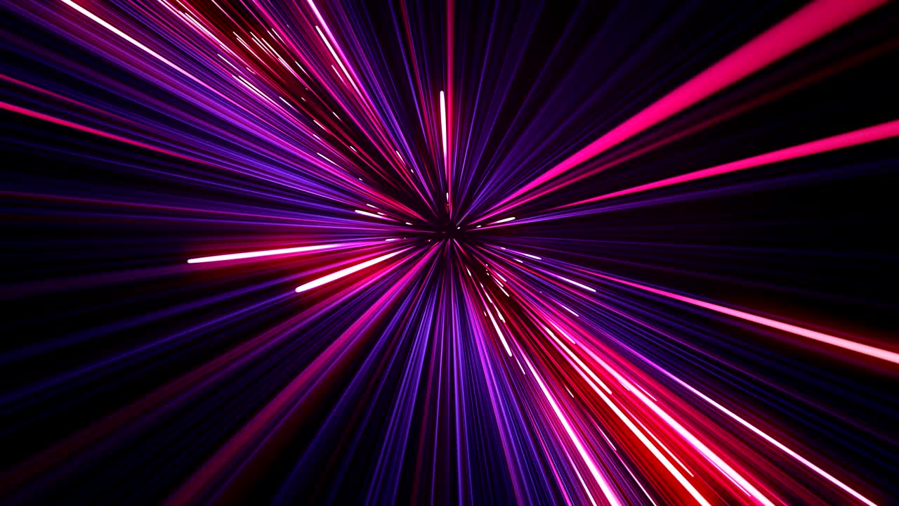 moviéndose a través de hermosas líneas de neón brillantes de color rosa-azul. estrellas iluminadoras senderos. concepto de diseño digital. animación en 3d en bucle de líneas brillantes