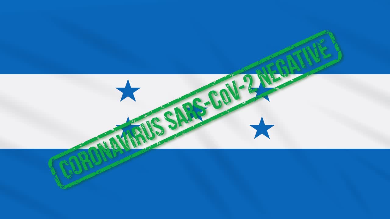 코로나 바이러스로부터의 자유의 초록색 스프를 가진 온두라스 발이 흔들리고 있습니다.