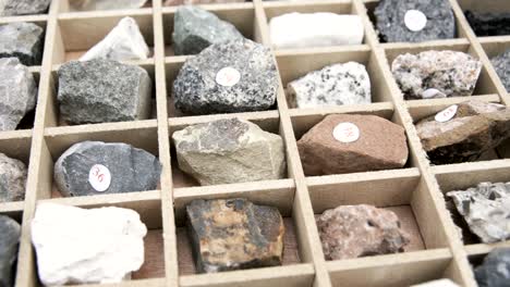 rocas y minerales dentro de la caja