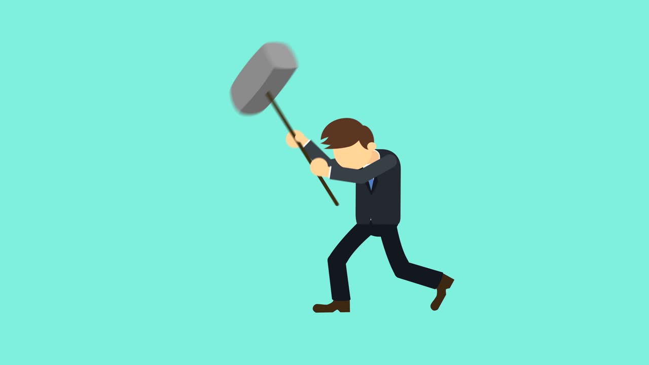 벽을 깨는 사업가: 자유와 도전 개념: 평평한 스타일의 루프 일러스트레이션