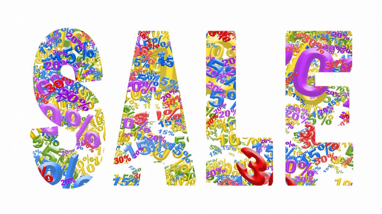 Falling prices in the form of numbers with percentages SALE