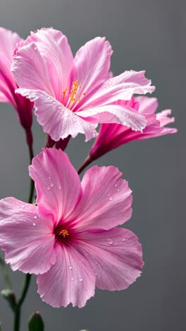 close-up of pink hibiscus flowers with water droplets