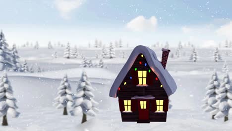 Animation-Von-Schnee,-Der-über-Die-Winterlandschaft-Fällt