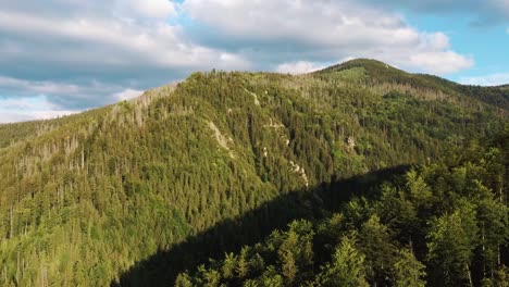 beautiful summer landscape of green hills and tatra mountains aerial shot poland zakopane