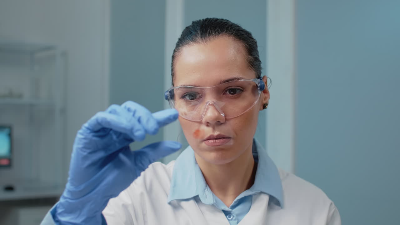 Scienziato in laboratorio che esamina il campione