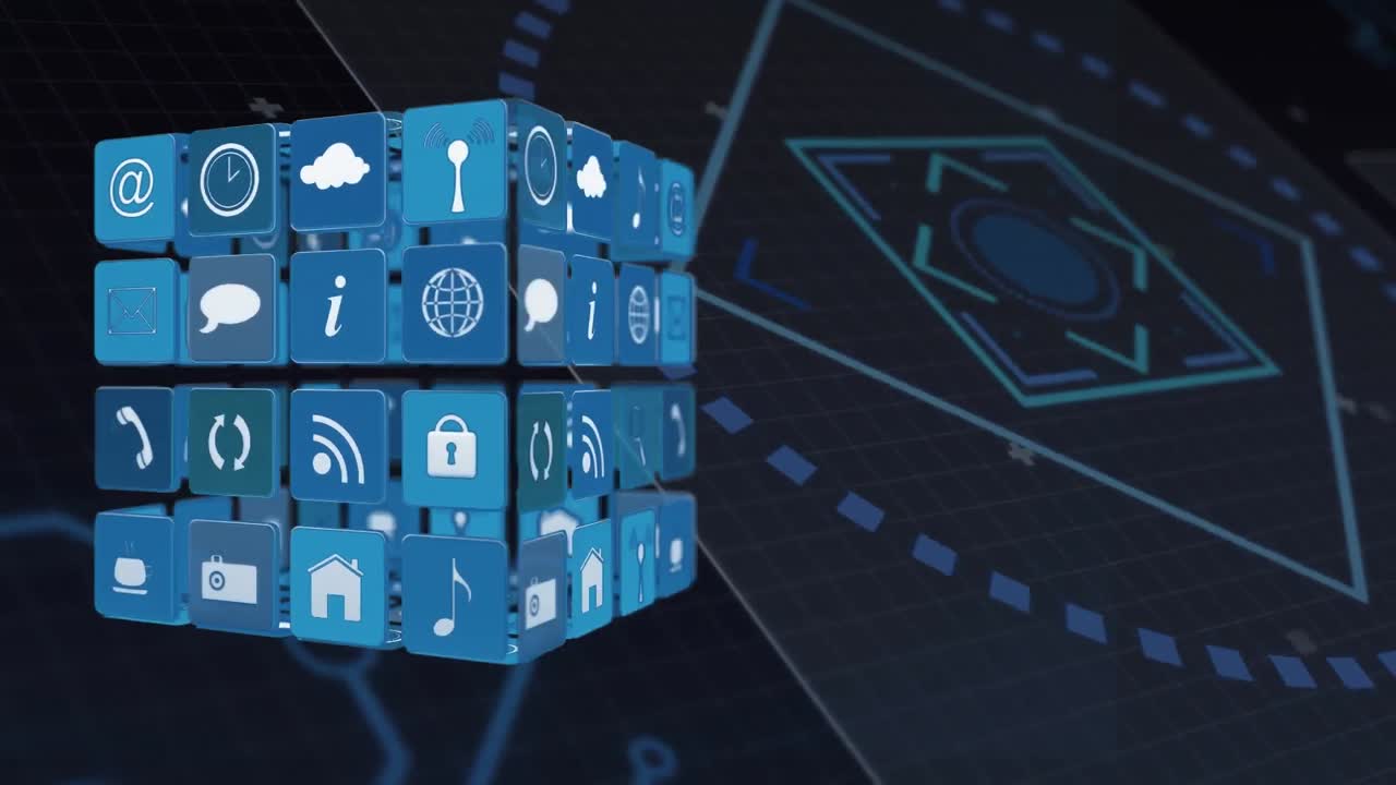 animación del alcance, la placa de circuitos y el procesamiento de datos.