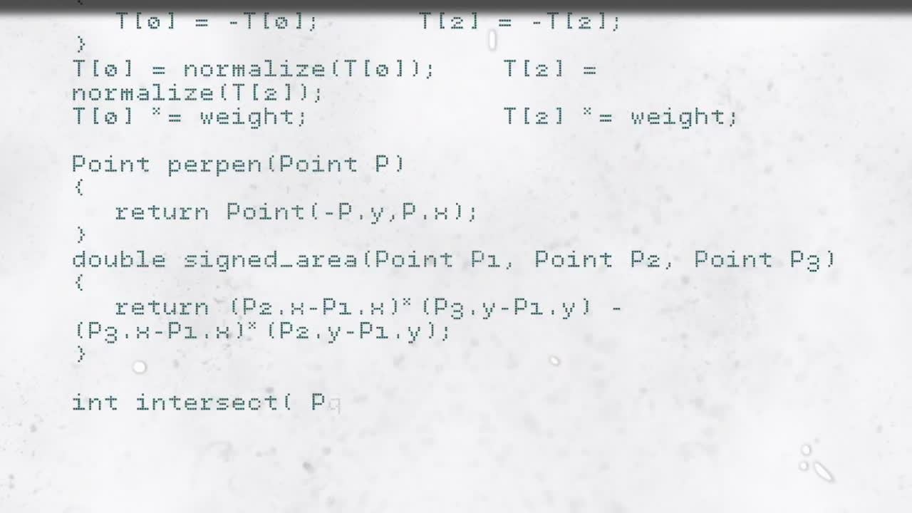 Computer code with mathematical functions animation over white background with splatters