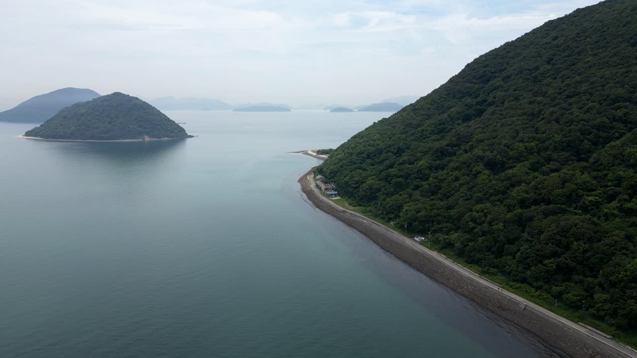 Beautiful drone scenery over Seto Inland Sea islands
