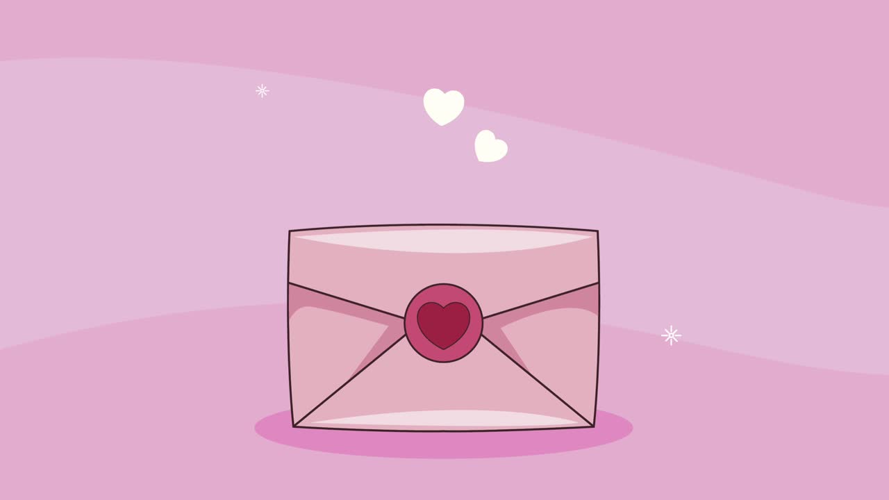 love pink letter with hearts animation