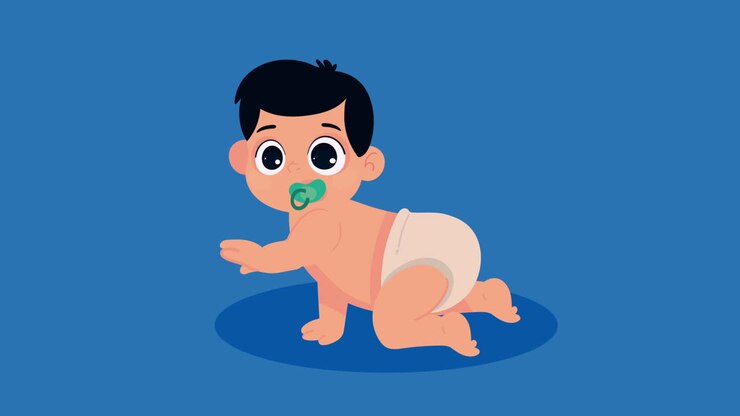 cute little baby boy crawling animation