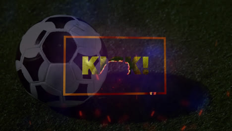 animación del texto de la patada sobre el fútbol