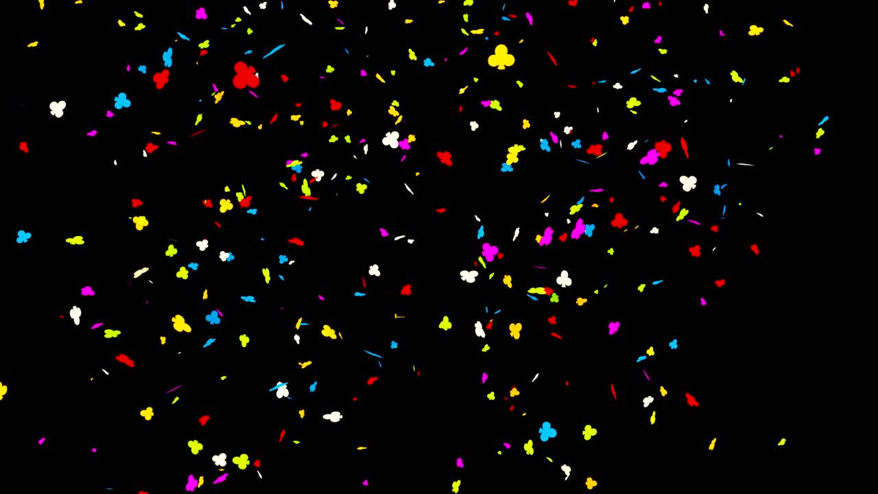 confeti colorido sobre un fondo negro