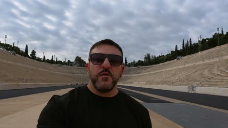 walking through the panathinaikos stadium in athens