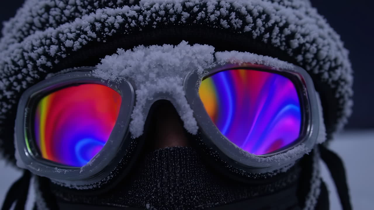 Person with Snow Goggles in Winter