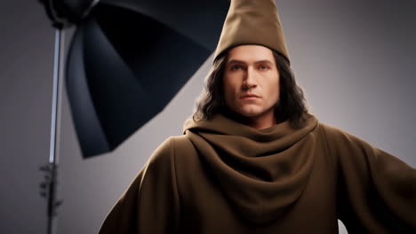 portrait of a man in a fantasy robe and hat