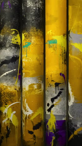 graffiti-covered cylinders