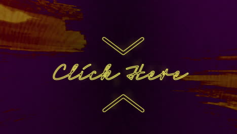 neon animation with click here text and arrows on dark purple background