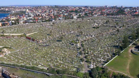 aerial view of waverley cemetery at bronte in sydney, new south wales, australia