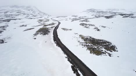 Rückwärtsfahren-über-Einer-Straße,-Um-Mehr-Von-Der-Nebelbedeckten-Gefrorenen-Landschaft-Zu-Enthüllen