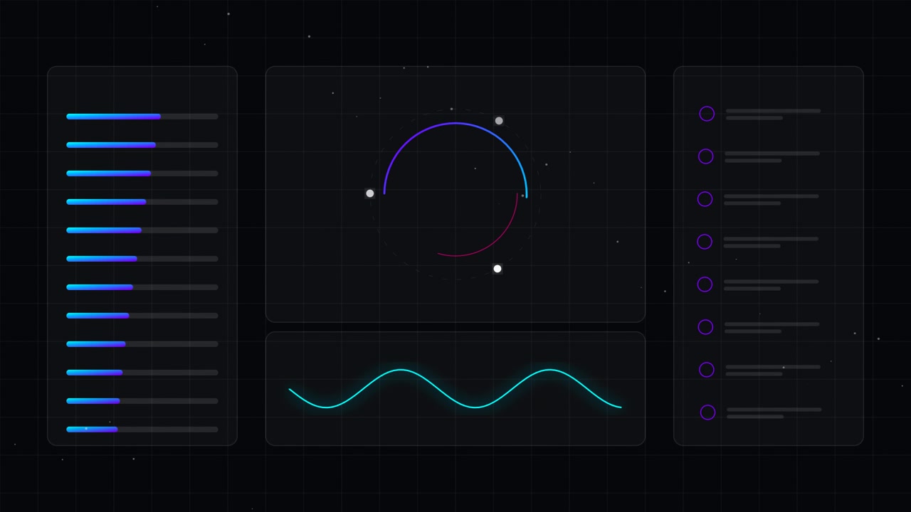 Futuristic Digital Dashboard Interface with Animated Data Visualization