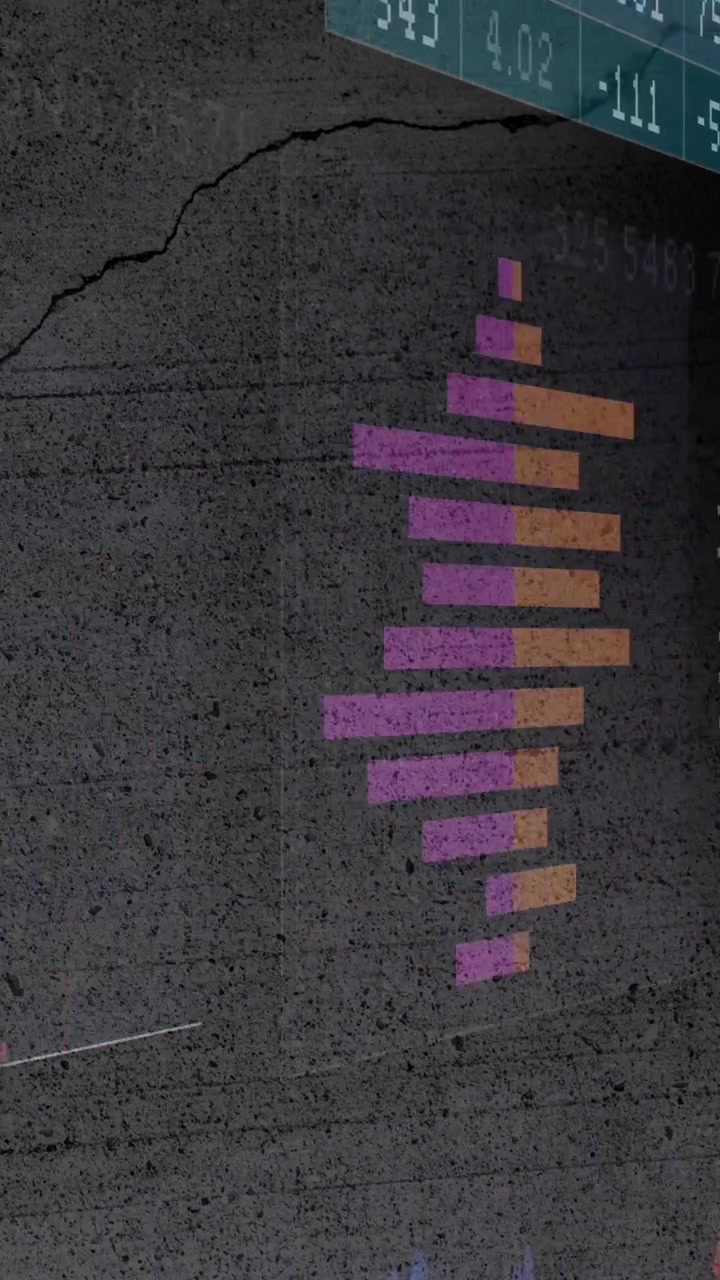 Animation af søjle- og linjediagrammer over tekstureret betonbaggrund