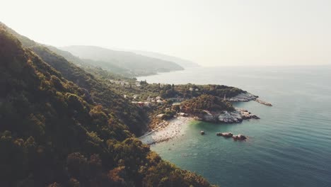 Reveal-shot-of-Damouchari-beach-in-Greece