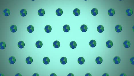 Animation-of-globes-moving-on-green-background