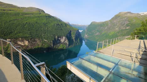 geirangerfjord view from a cliffside observation deck