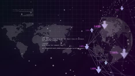 Animación-Del-Procesamiento-De-Datos-Con-Mapa-Mundial-Y-Red-De-Conexiones-Con-Globo