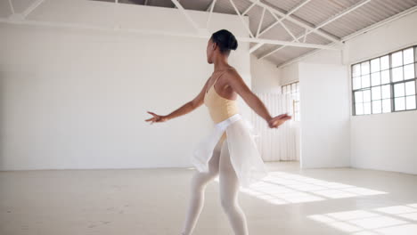Black-woman,-ballet-and-dance-performance-for-spin