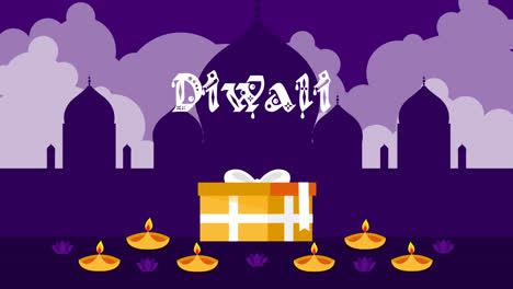 an animation of a colorful diwali sale composition with flat design