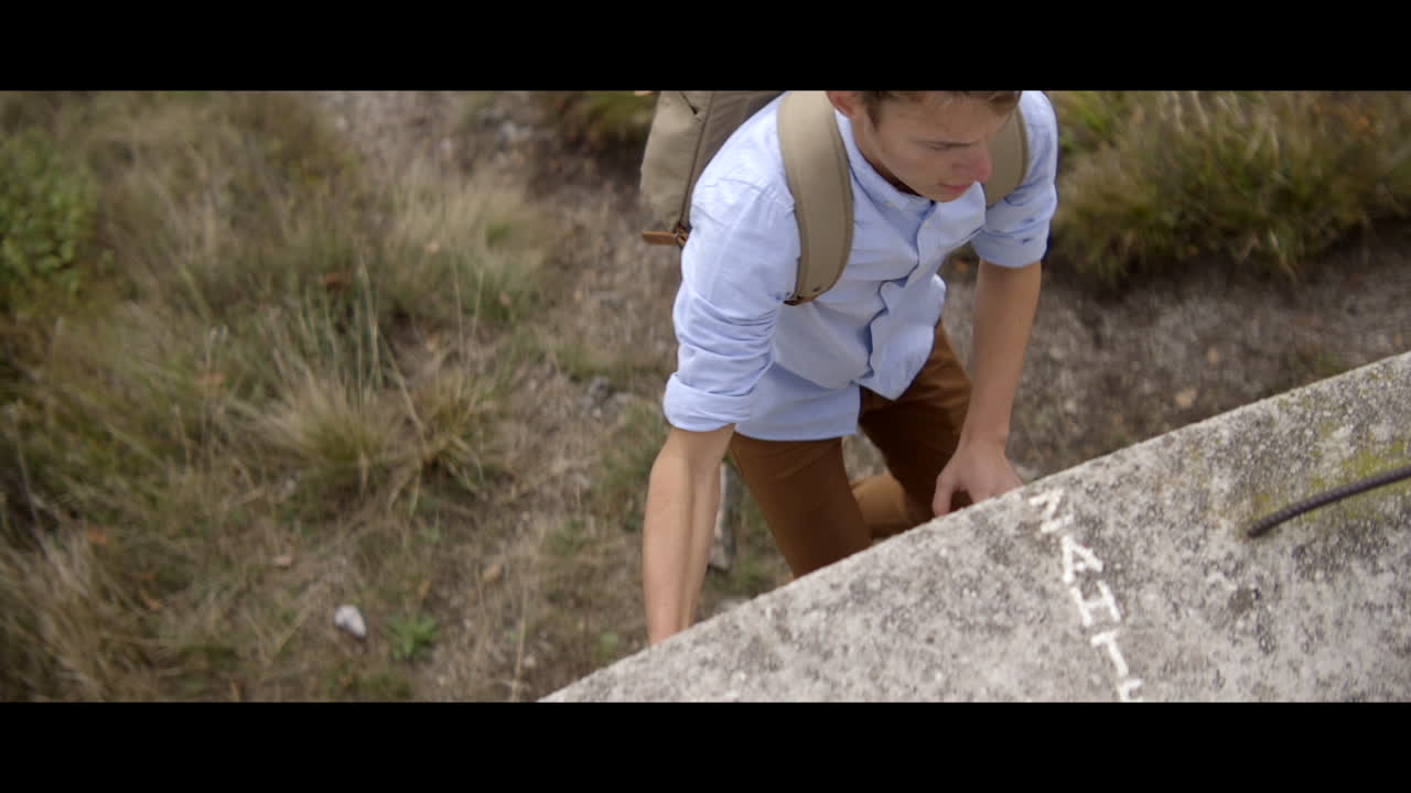 Young man hiking outdoors