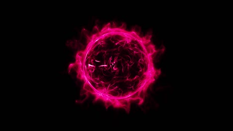 animation of pink, red circular shinning glowing light ring sparkle powerful effect dust explosion.