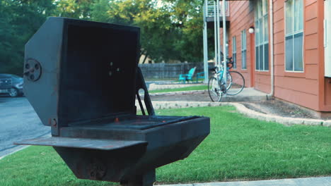 Various-shots-of-grilling-and-cooking-chicken-on-an-apartment-style-BBQ-grill