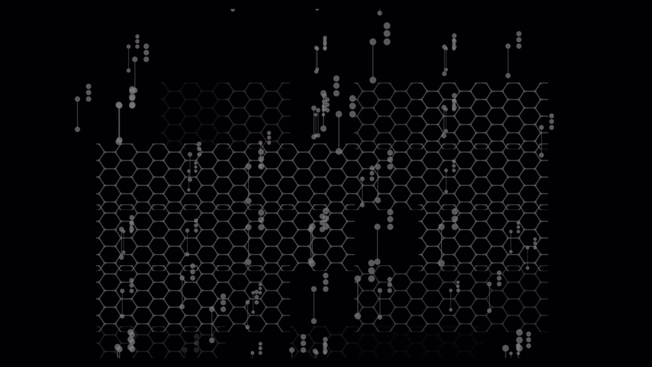 Animated Hexagonal Grid Pattern with Digital Data Flow