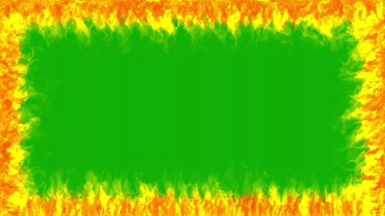 gráficos de movimiento de marco de fuego con fondo de pantalla verde
