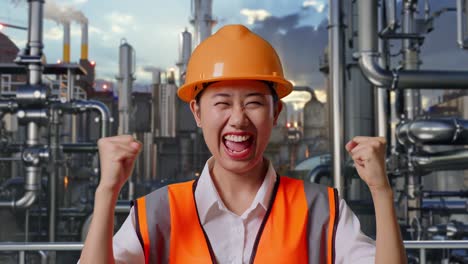 successful female engineer in industrial setting