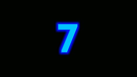 animación de neón azul energía número siete 7 sobre fondo negro