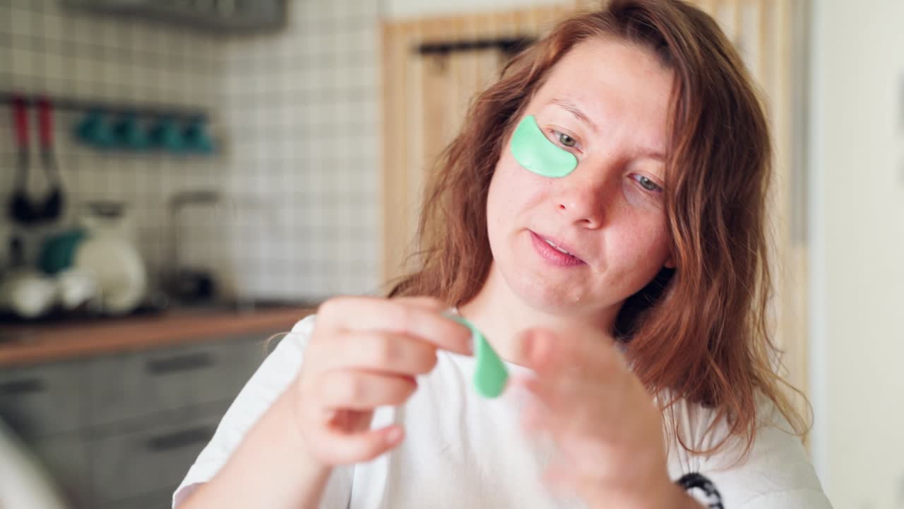 mujer joven haciendo rutina matutina. tratamiento de maternidad en el hogar. concepto de atención médica