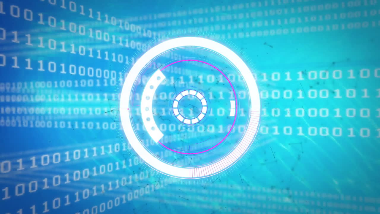 animación del escaneo del alcance sobre el procesamiento de datos sobre fondo azul