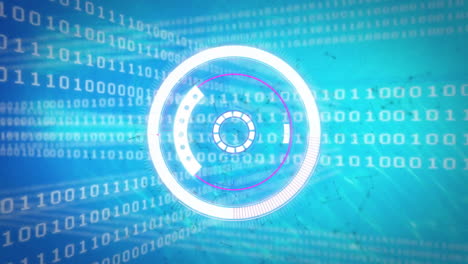 Animation of scope scanning over data processing on blue background
