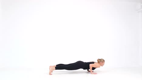 woman doing yoga breathing exercises on white background woman doing yoga breathing exercises on white background relaxed girl student doing calm yoga and improving health