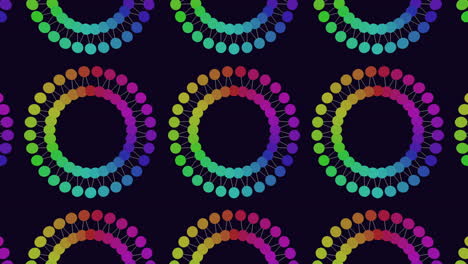 repeat futuristic circles pattern with dots and lines on black gradient