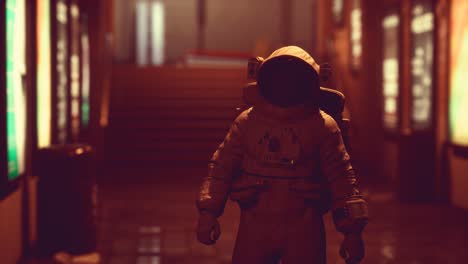 astronauta en el metro subterráneo